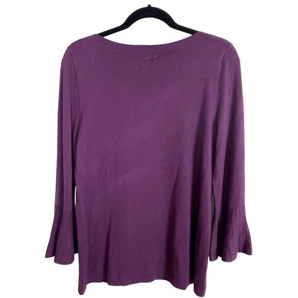 NWT 41 Hawthorn Tamzen Bell Sleeve Pullover Dark Purple Top Size M - Picture 4 of 7